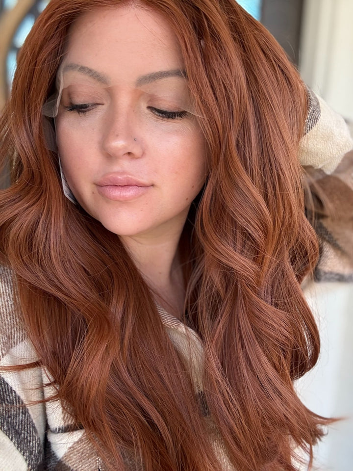 “Cowboy Copper” [M] 24” Lace Top Velour Wig